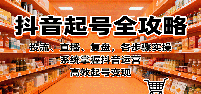 抖音起号全攻略，投流、直播、复盘，各步骤实操，系统掌握抖音运营，高效起号变现