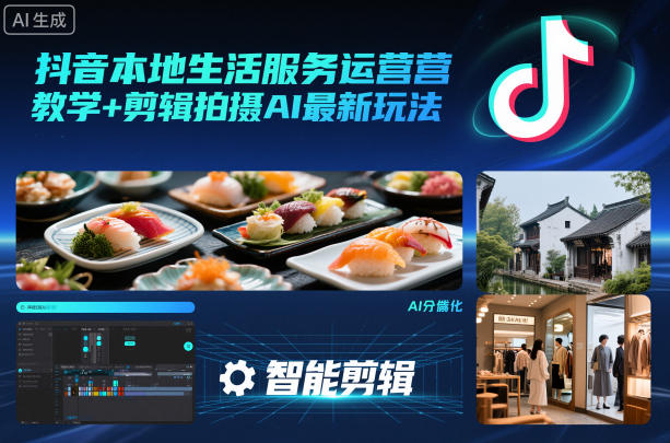 抖音本地生活服务运营教学+剪辑拍摄AI最新玩法