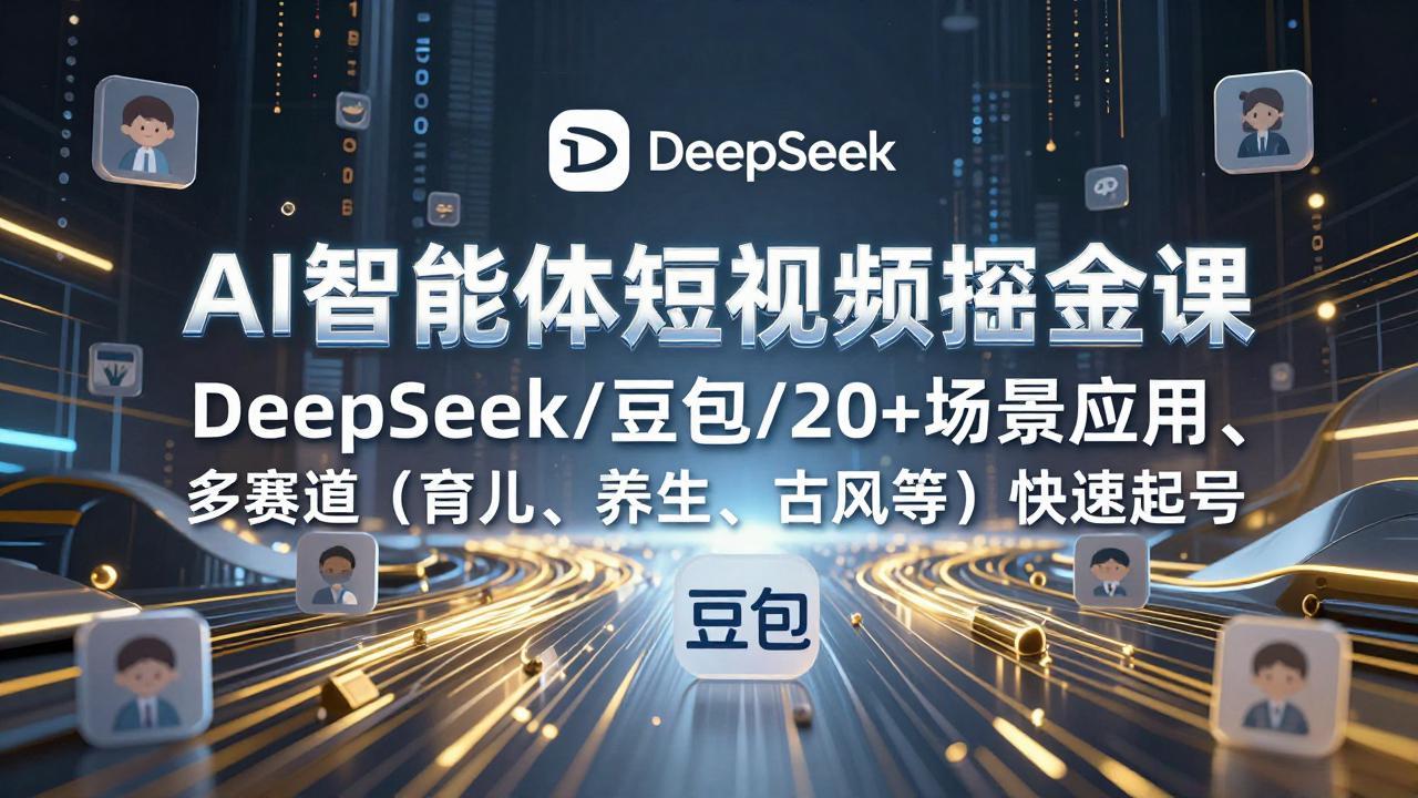 （17365期）AI智能体短视频掘金课，DeepSeek/豆包/20+场景应用、多赛道（育儿、养生、古风等）快速起号