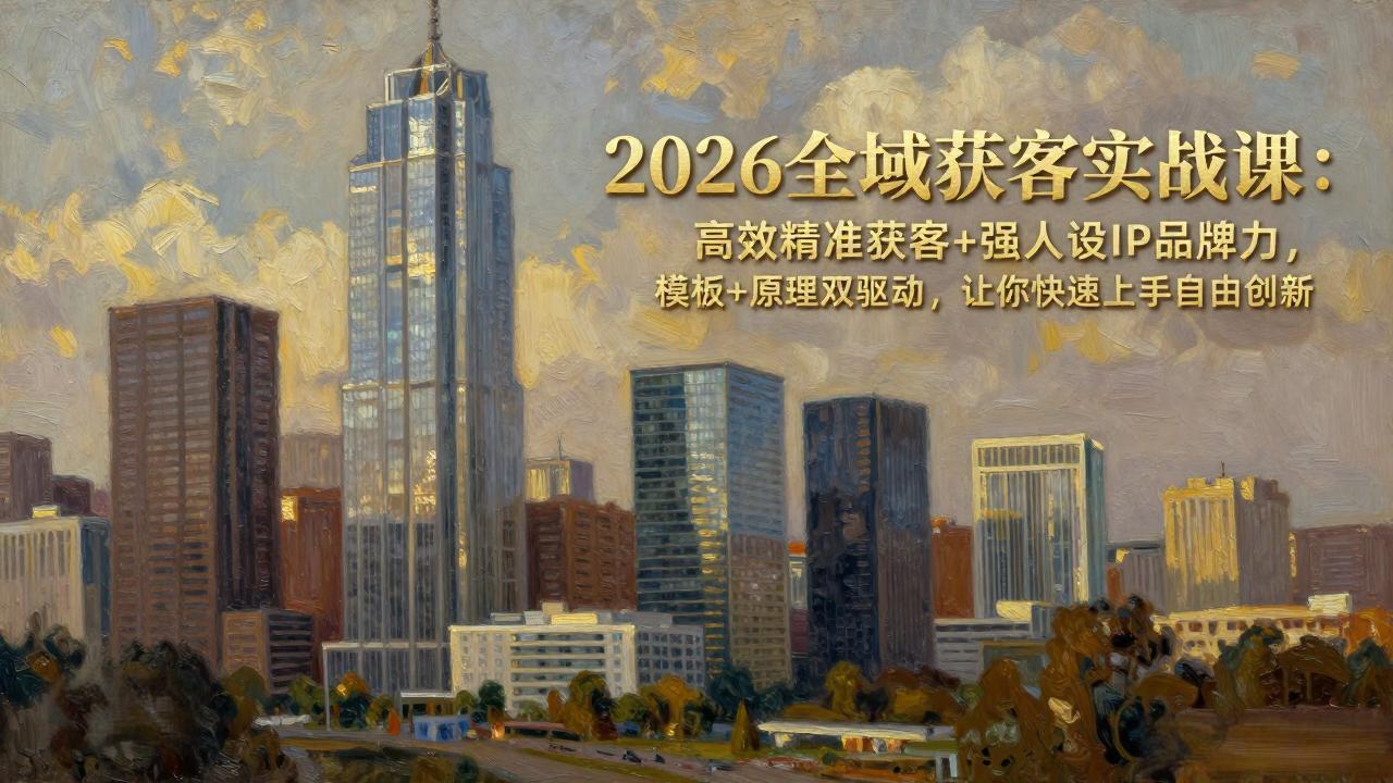 （17613期）2026全域获客实战课：高效精准获客+强人设IP品牌力，模板+原理双驱动，让你快速上手自由创新