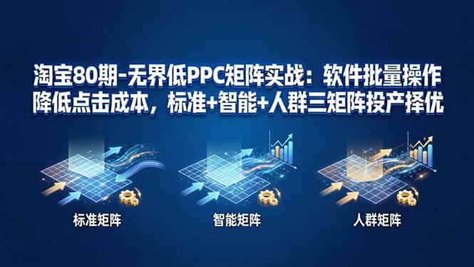 （17987期）淘宝80期-无界低PPC矩阵实战：软件批量操作降低点击成本，标准+智能+人群三矩阵投产择优