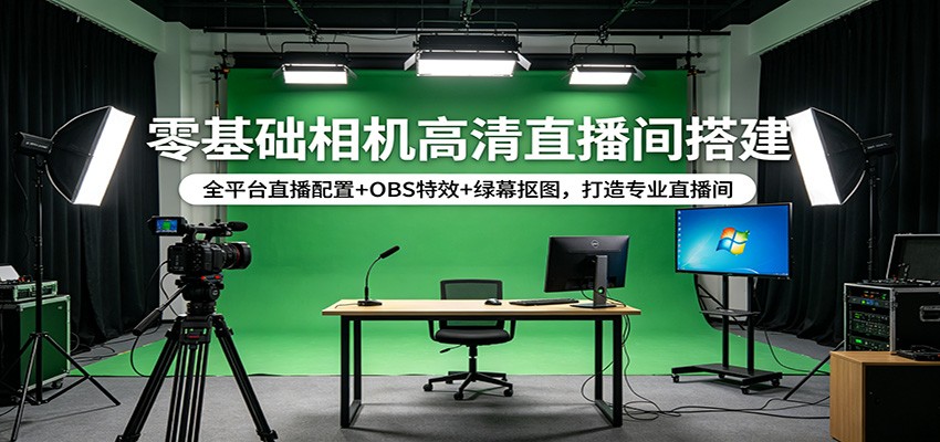 零基础相机高清直播间搭建：全平台直播配置+OBS特效+绿幕抠图，打造专业直播间