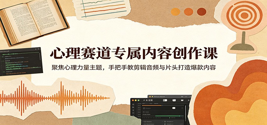 心理赛道专属内容创作课：聚焦心理力量主题，手把手教剪辑音频与片头打造爆款内容
