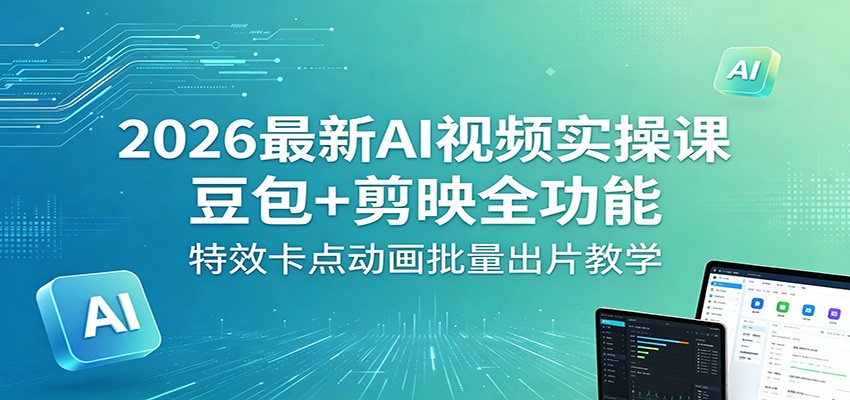 2026最新AI视频实操课：豆包+剪映全功能，特效卡点动画批量出片教学