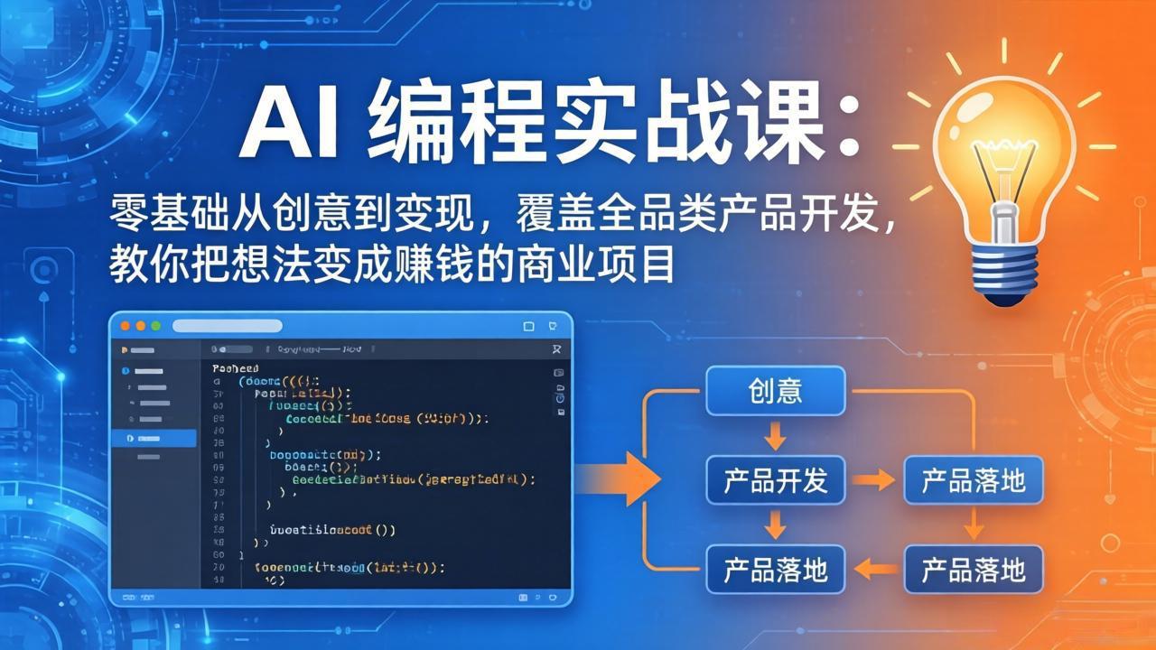（18533期）AI编程实战课-第三期-5月19更新：零基础从创意到变现，覆盖全品类产品开发，把想法变成赚钱项目