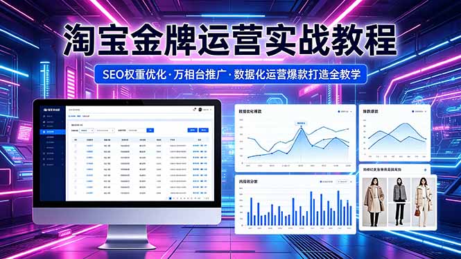 （18507期）2026 淘宝金牌运营实战教程，SEO权重优化万相台推广，数据化运营爆款打造全教学