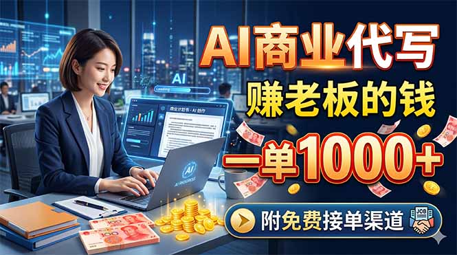 （18444期）AI商业代写，赚老板的钱，一单1000+，附免费接单渠道