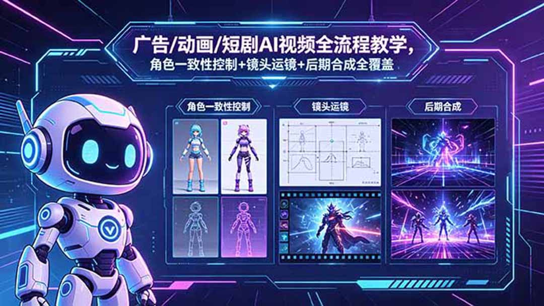 （18453期）广告/动画/短剧AI视频全流程教学，角色一致性控制+镜头运镜+后期合成全覆盖