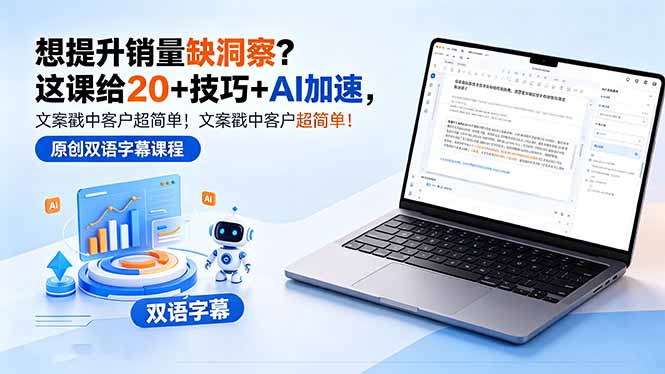 （18408期）想提升销量缺洞察？这课给 20 + 技巧 + AI 加速，文案戳中客户超简单！【原创双语字幕】