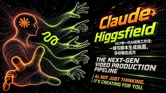 （18345期）Claude+Higgsfield MCP新一代AI视频工作流：一键写脚本生成画面，自动输出成片