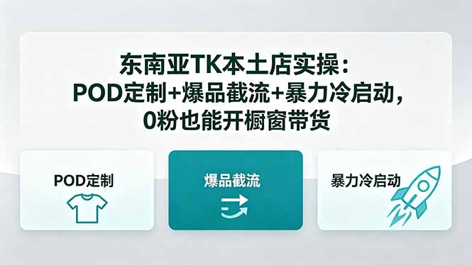 （18488期）东南亚TK本土店实操-5月更新：POD定制+爆品截流+暴力冷启动，0粉也能开橱窗带货