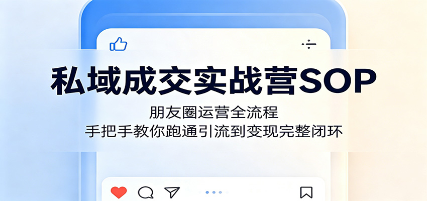 私域成交实战营SOP：朋友圈运营全流程，手把手教你跑通引流到变现完整闭环