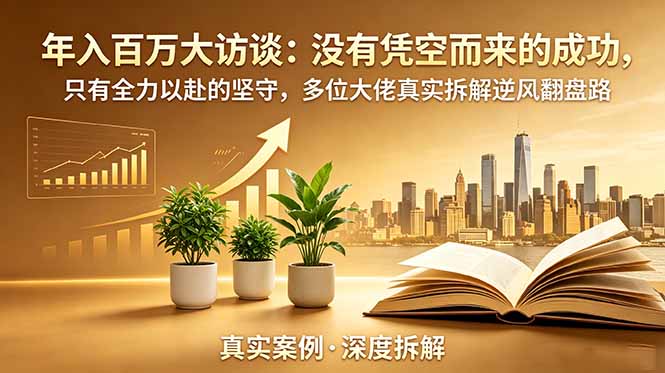（19099期）年入百万大访谈-更新：没有凭空而来的成功，只有全力以赴的坚守，多位大佬真实拆解逆风翻盘路
