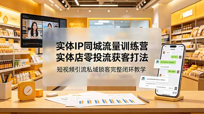 （18999期）实体IP同城流量训练营：实体店零投流获客打法，短视频引流私域锁客完整闭环教学