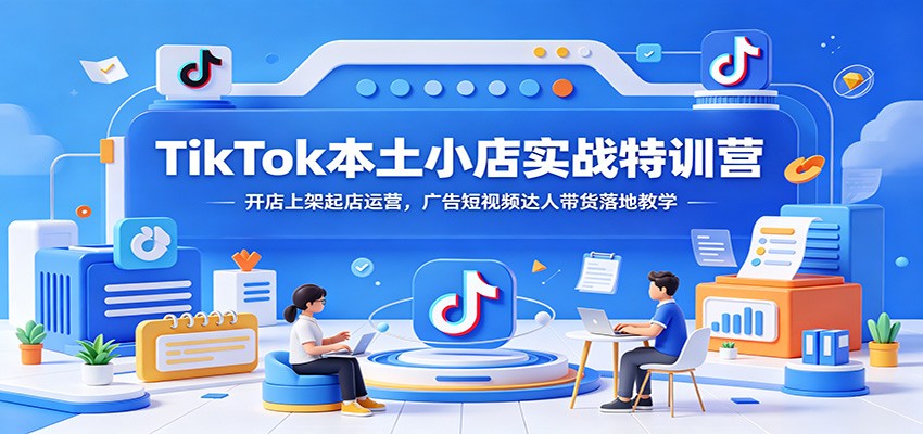 TikTok本土小店实战特训营：开店上架起店运营，广告短视频达人带货落地教学