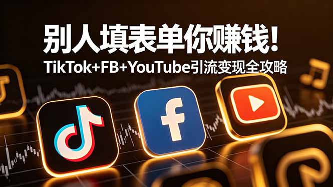 （19018期）别人填表单你赚钱！TikTok+FB+YouTube 引流变现全攻略【原创双语字幕】