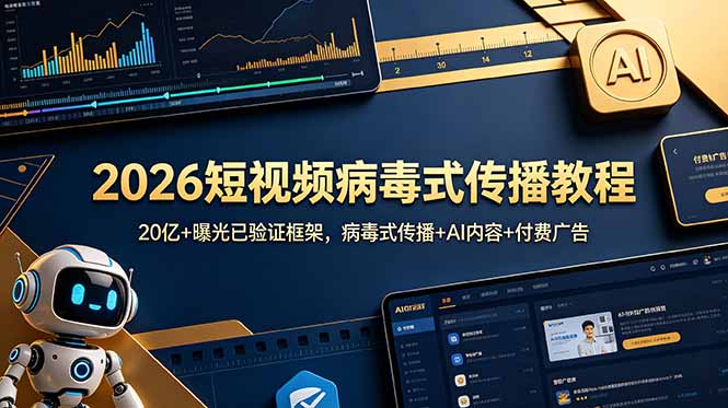 （18986期）2026短视频病毒式传播教程：20亿+曝光已验证框架，病毒式传播+AI内容+付费广告
