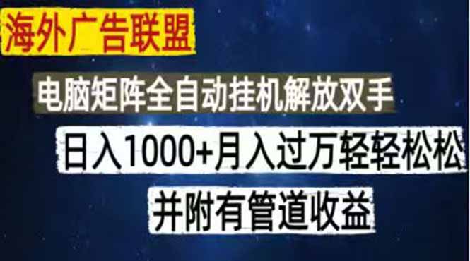 （18989期）海外广告联盟每天几分钟日入1000+无脑操作，可矩阵并附有管道收益