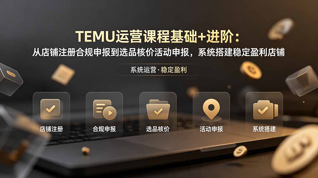 （19081期）TEMU运营课程（基础+进阶）：从店铺注册合规申报到选品核价活动申报，系统搭建稳定盈利店铺