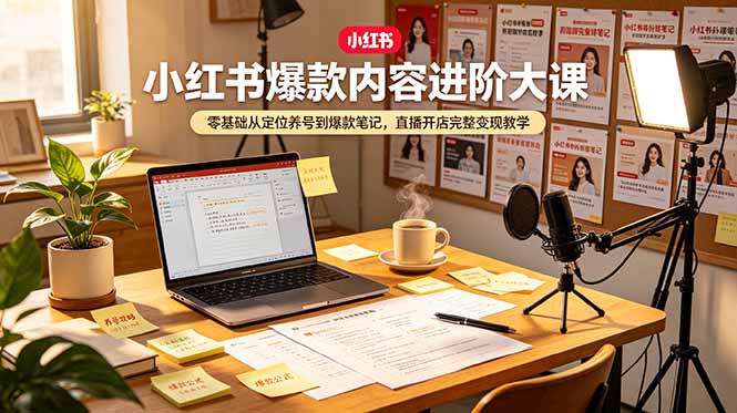 （19118期）小红书爆款内容进阶大课，零基础从定位养号到爆款笔记，直播开店完整变现教学