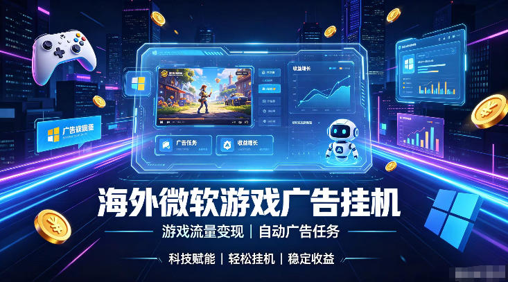 海外游戏广告自动挂G，轻资产海外副业风口，单设备稳定产出500+