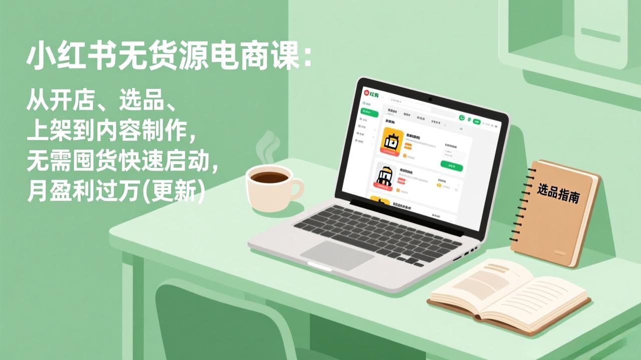 （19512期）小红书无货源电商课(7月更新)：从开店、选品、上架到内容制作，无需囤货快速启动，月盈利过万