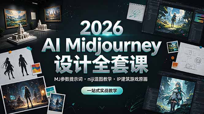 （19209期）2026 AI Midjourney设计全套课，MJ参数提示词niji混图教学，IP建筑游戏原画一站式实战教学