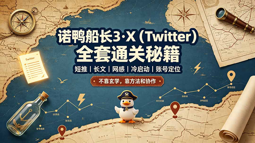 （19215期）诺鸭船长3·X（Twitter）全套通关秘籍，短推、长文、网感、冷启动、账号定位，不靠玄学，靠方法和协作
