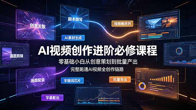 （19159期）AI视频创作进阶必修课程：零基础小白从创意策划到批量产出，完整跑通AI视频全创作链路