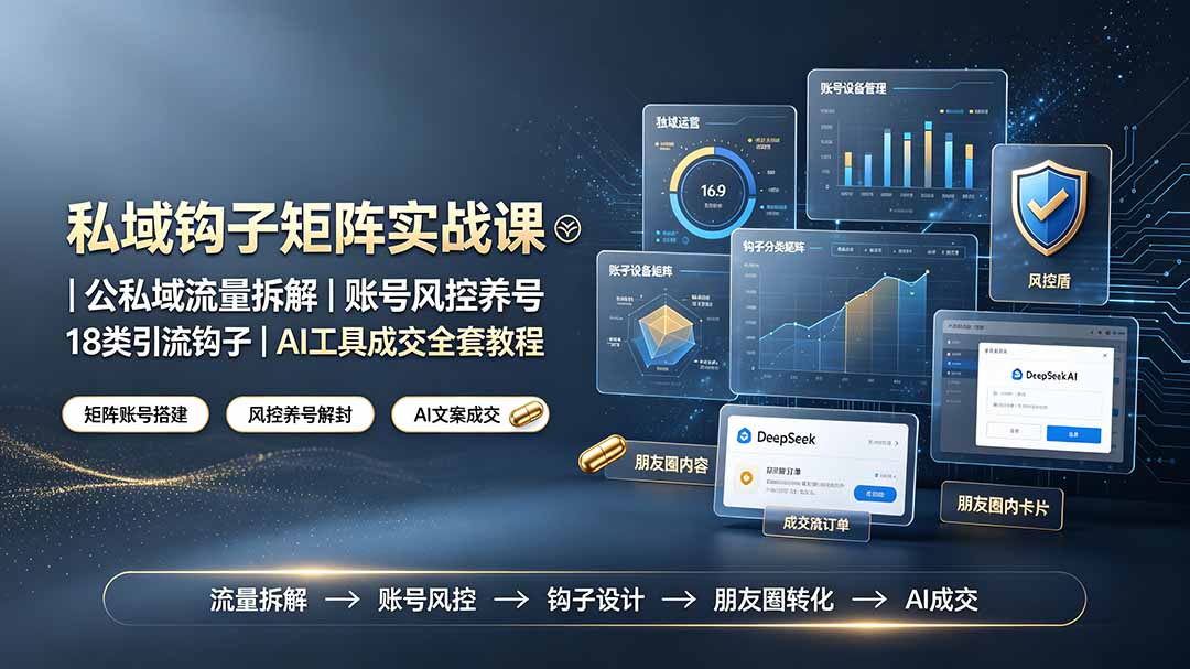 （19321期）私域钩子矩阵实战课〓公私域流量拆解｜账号风控养号｜18类引流钩子｜AI工具成交全套教程