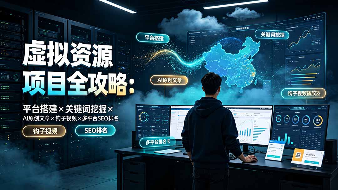 （19322期）虚拟资源项目全攻略：平台搭建×关键词挖掘×AI原创文章×钩子视频×多平台SEO排名
