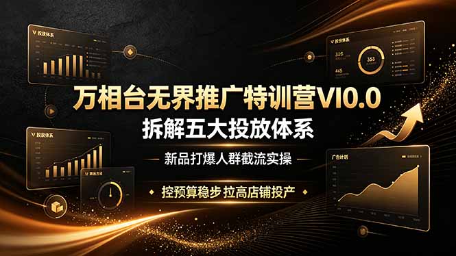 （19184期）万相台无界推广特训营VI0.0，拆解五大投放体系，新品打爆人群截流实操，控预算稳步拉高店铺投产
