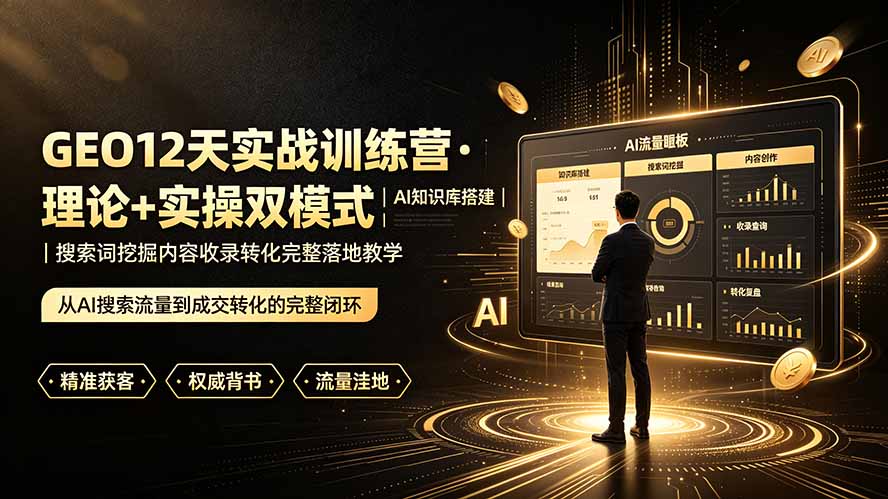 （19277期）GEO12天实战训练营·理论+实操双模式｜AI知识库搭建｜搜索词挖掘内容收录转化完整落地教学