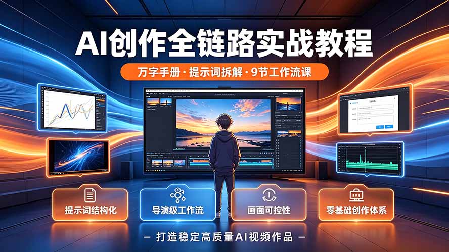 （19247期）AI创作全链路实战教程｜万字手册·提示词拆解·9节工作流课，打造稳定高质量AI视频作品