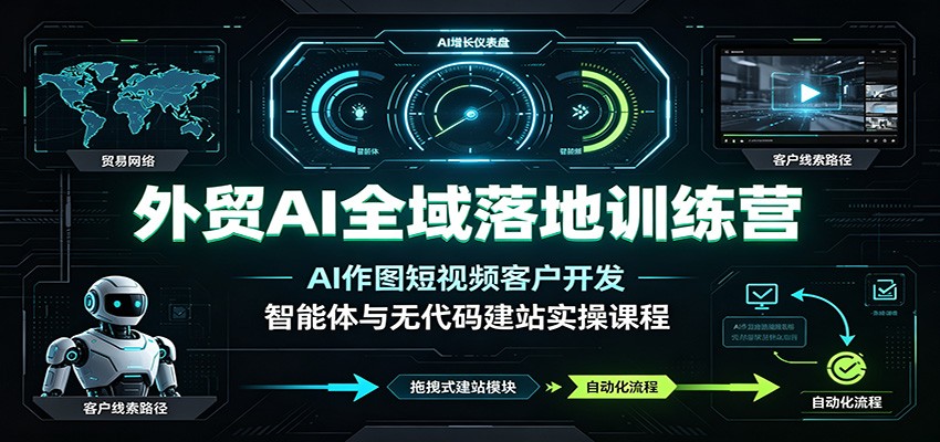 外贸AI全域落地训练营：AI作图短视频客户开发，智能体与无代码建站实操课程