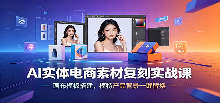 AI实体电商素材复刻实战课：画布模板搭建，模特产品背景一键替换