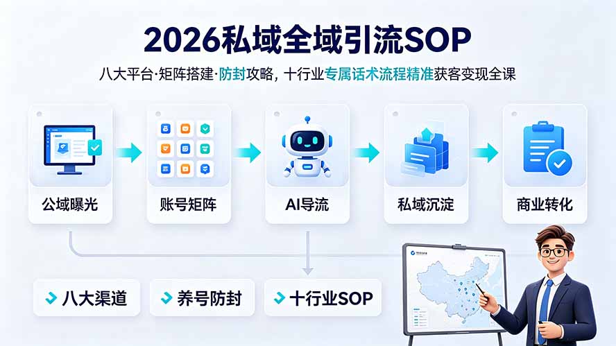 （19248期） 2026私域全域引流SOP｜八大平台·矩阵搭建·防封攻略，十行业专属话术流程精准获客变现全课