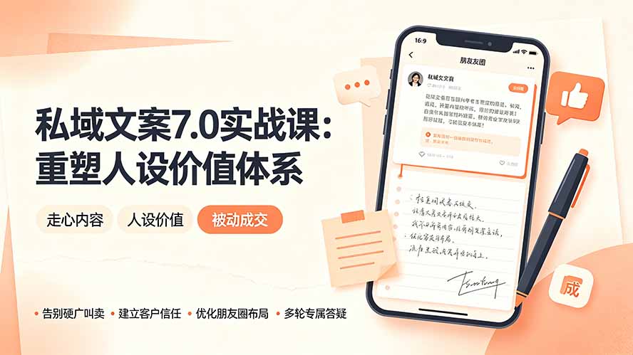 （19313期） 私域文案实战课7.0：重塑人设价值体系｜-告别硬广推销×走心内容×自我价值塑造，实现被动成交