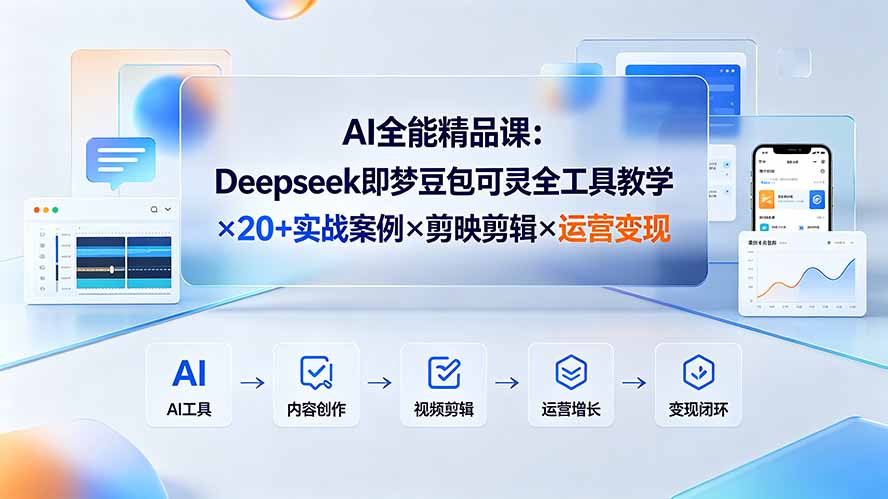 （19278期）AI全能精品课：Deepseek即梦豆包可灵全工具教学×20+实战案例×剪映剪辑×运营变现