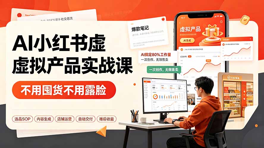 （19314期）AI小红书虚拟产品实战课-更新：不用囤货不用露脸，AI搞定80%工作量，一次创作无限售卖睡后收益