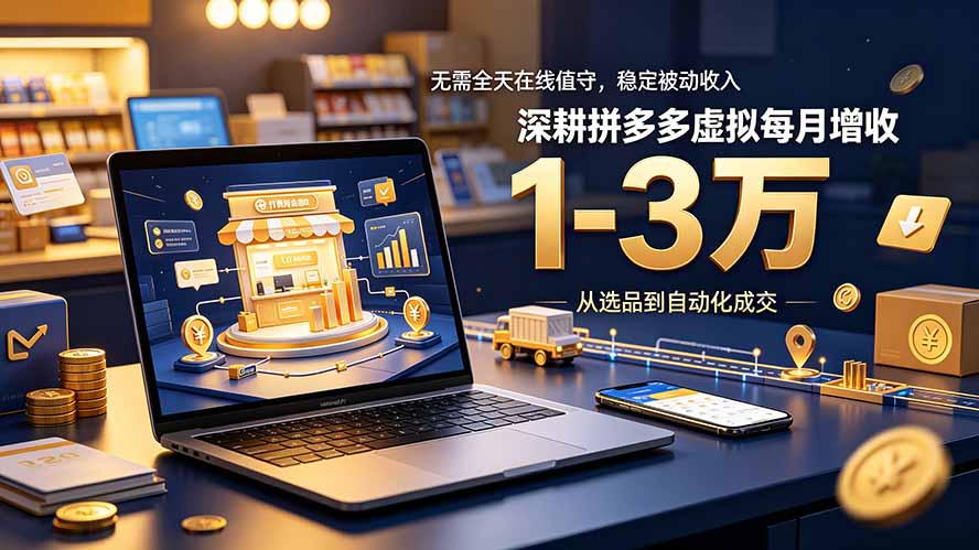 （19326期）无需全天在线值守，稳定被动收入，深耕拼多多虚拟每月增收 1-3 万