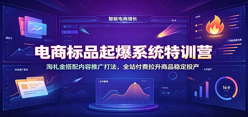 电商标品起爆系统特训营：淘礼金搭配内容推广打法，全站付费拉升商品稳定投产