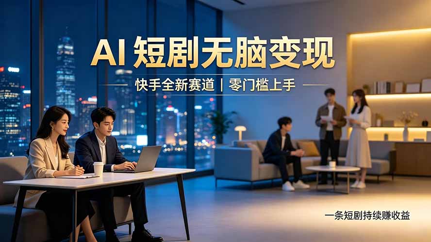 （19577期）别乱找副业了，快手 AI 短剧零门槛长久被动增收
