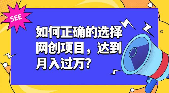 （19176期）如何正确的选择网创项目，达到月入过万？，本课程教你正确选择项目。