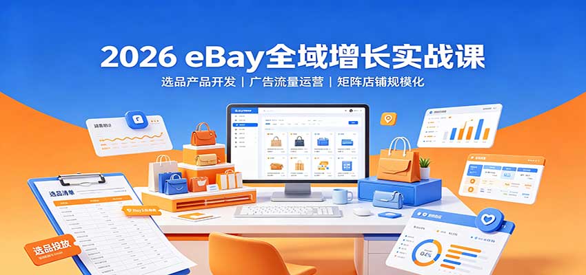 2026 eBay全域增长实战课：选品产品开发，广告流量运营，矩阵店铺规模化