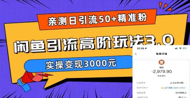 亲测日引50+精准粉,闲鱼引流高阶玩法3.0,实操变现3000元【揭秘】