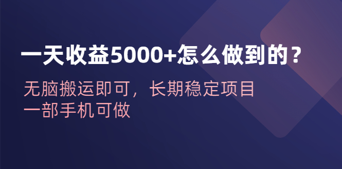 (6435期)一天收益5000+怎么做到的?无脑搬运即可,长期稳定项目,一部手机可做 (6435期)一天收益5000+怎么做到的?无脑搬运即可,长期稳定项目,一部手机可做